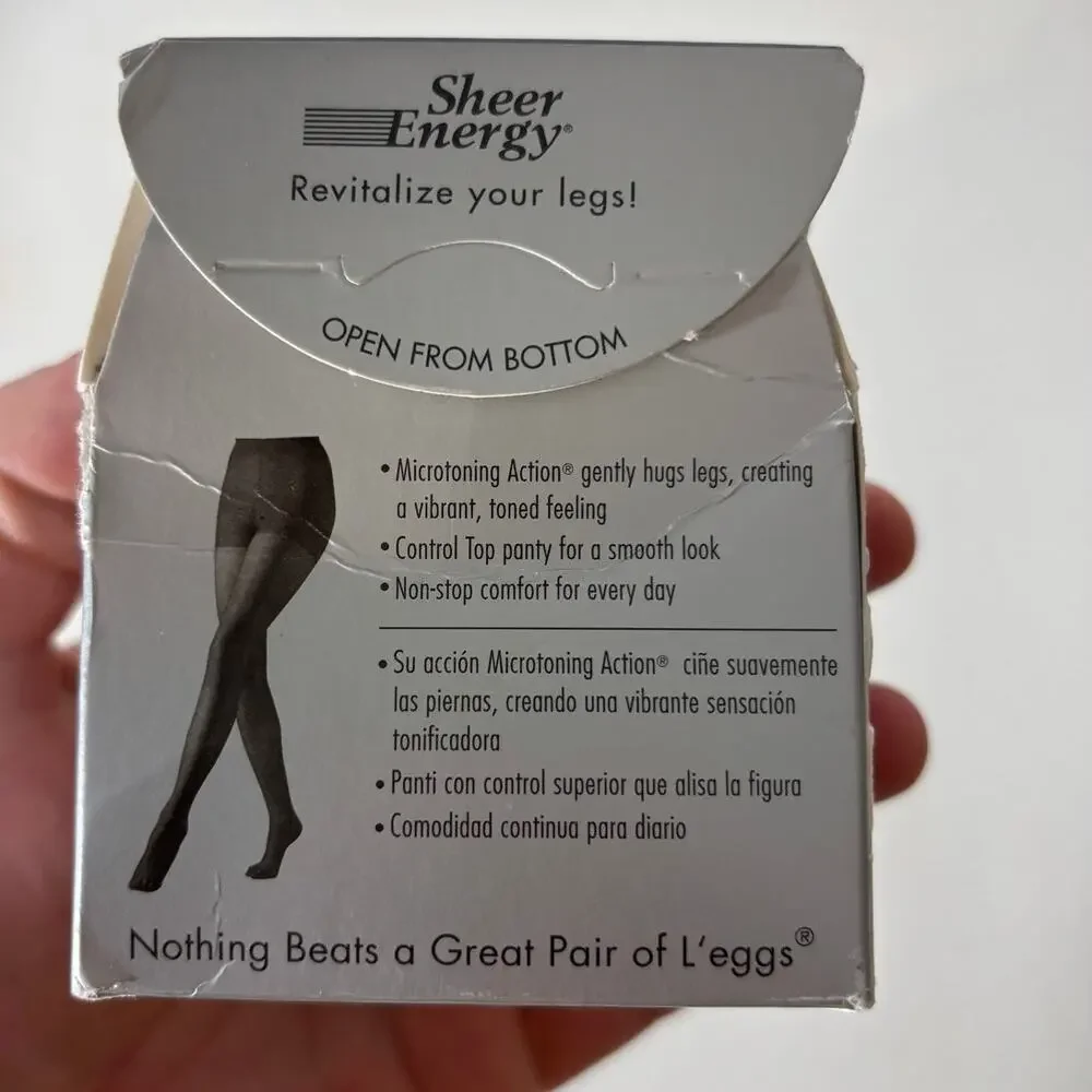 L'eggs Sheer Energy Size B Suntan Control Top Sheer Toe Pantyhose Style 65507